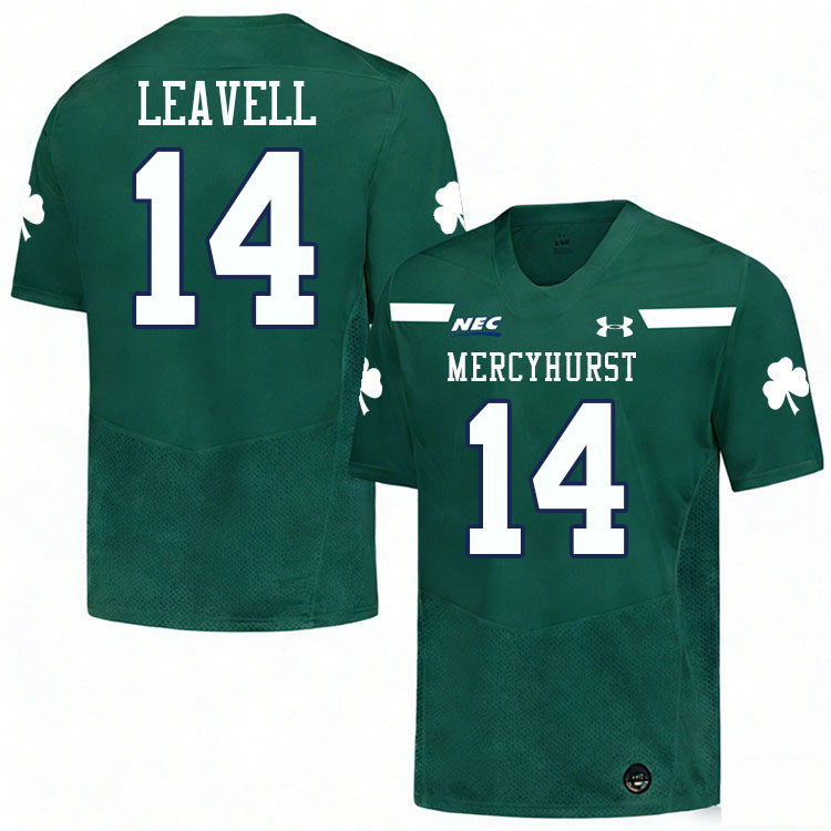 Mercyhurst Lakers #14 Jeff Leavell College Football Jerseys,Uniforms Stitched-Green